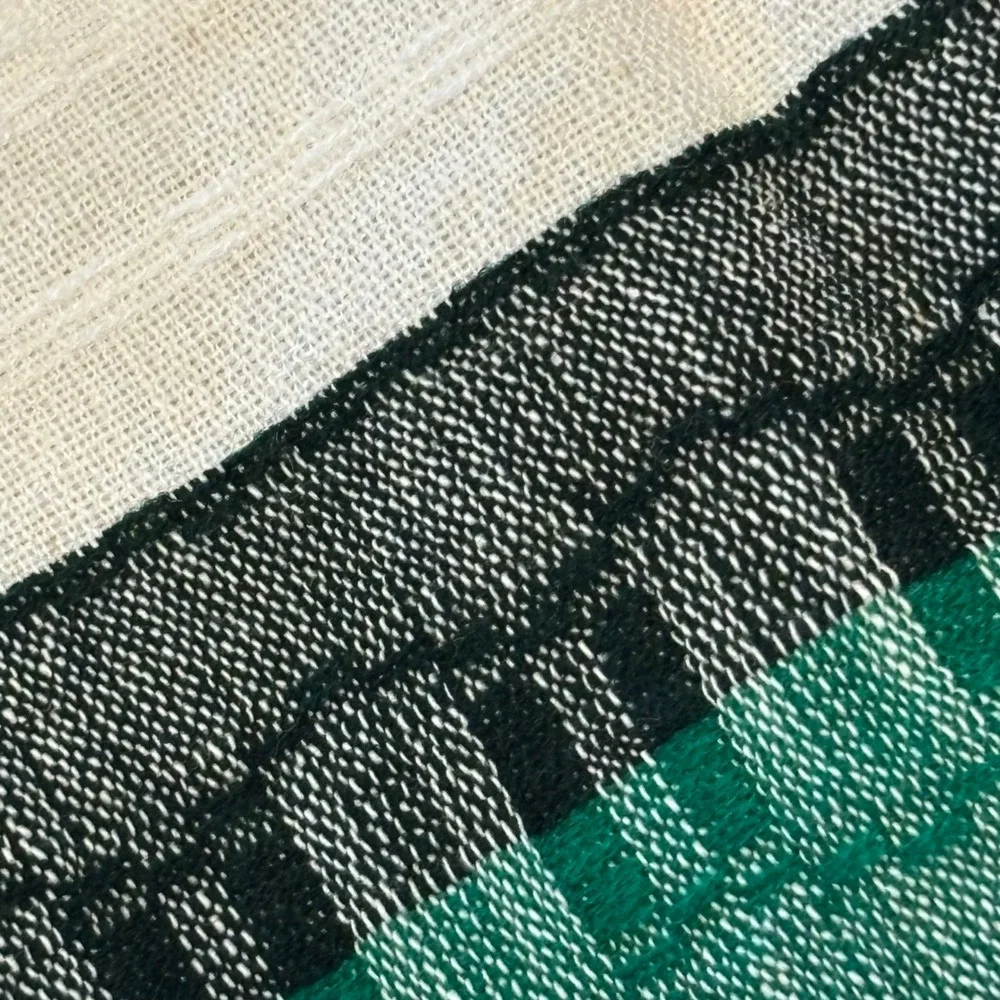Handwoven Ethiopian Gabi Blanket Cotton Netela Wrap Striped Fringed Cream 60x96